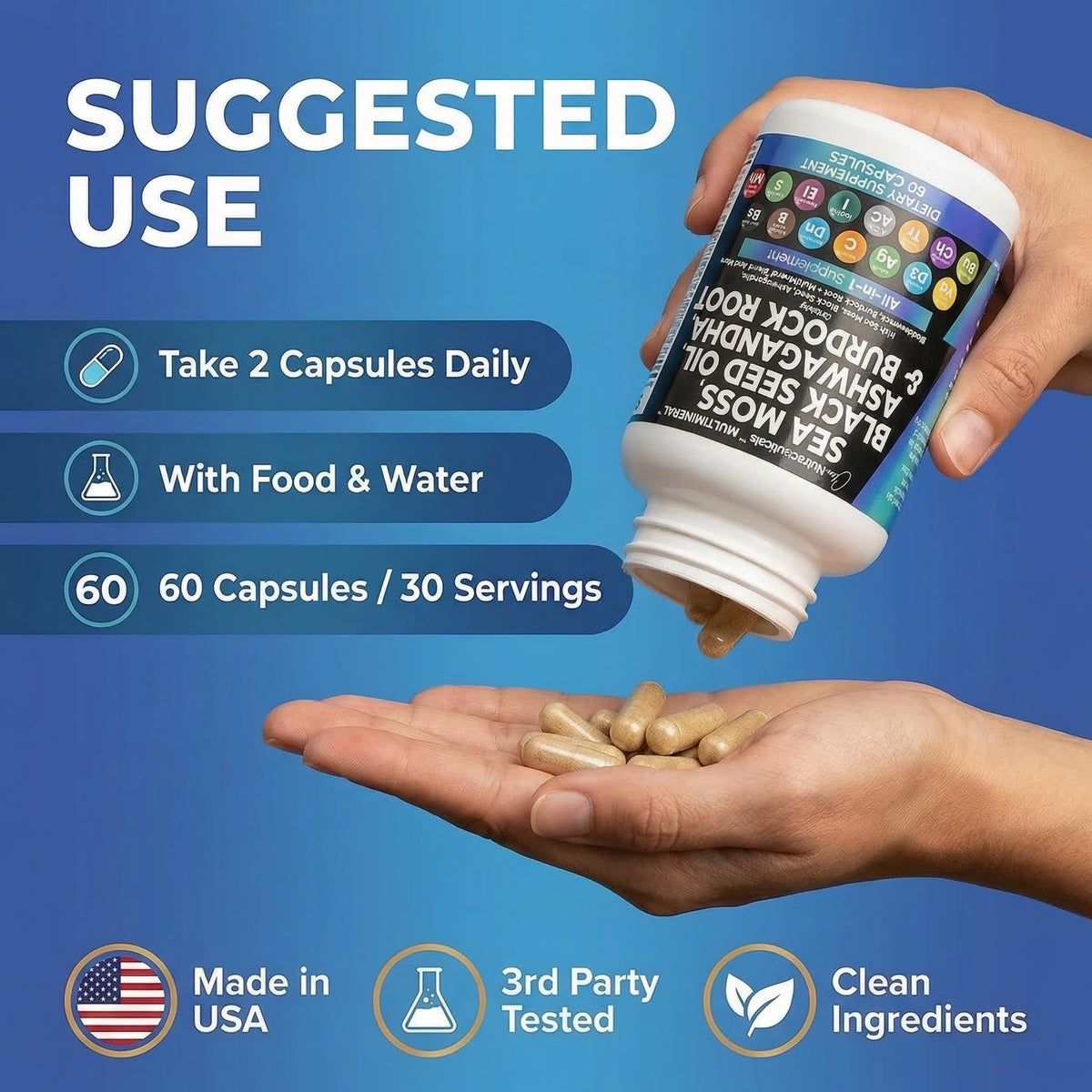 Clean Nutraceuticals Sea Moss Black Seed Oil Blend - 60 Capsules - image 6