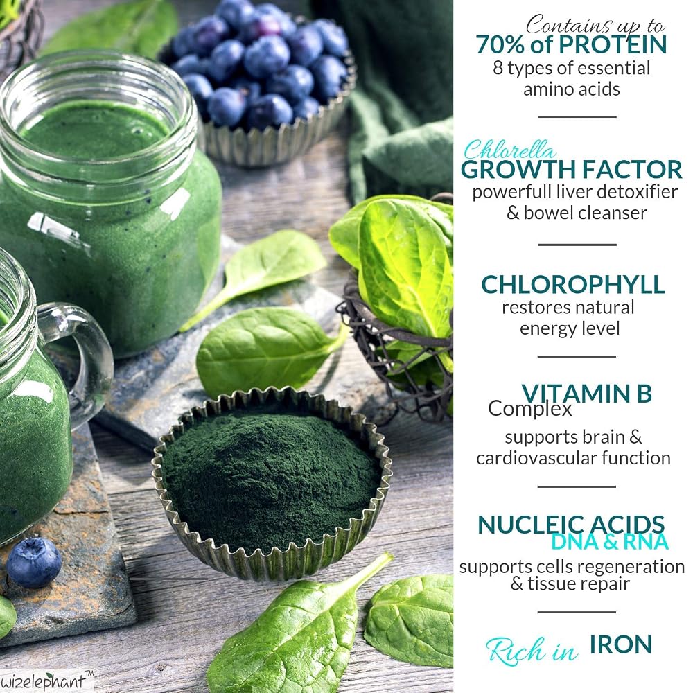 Wizelephant Chlorella Spirulina Powder Organic - 50 Servings - image 3