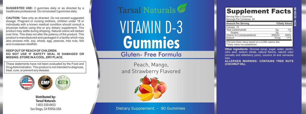 Tarsal Naturals Vitamin D3 2000 IU - 90 Gummies - image 4