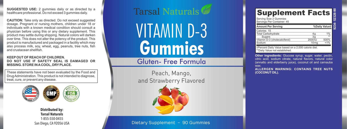 Tarsal Naturals Vitamin D3 2000 IU - 90 Gummies - image 4