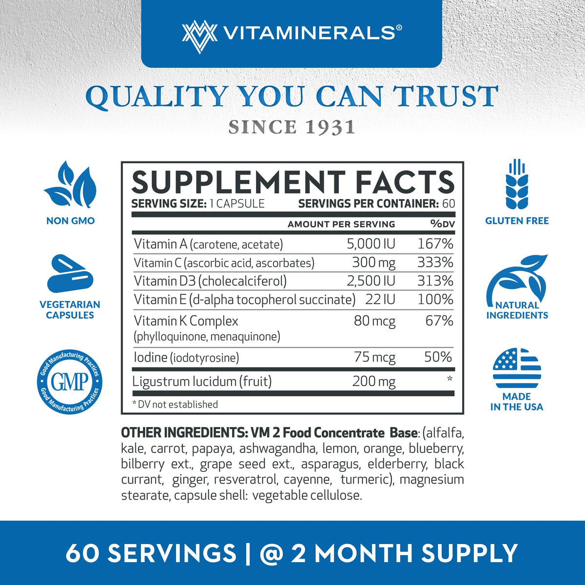 Vitaminerals Vitamin D3 + K Complex with Veggies & Fruits - 60 Capsules - image 3