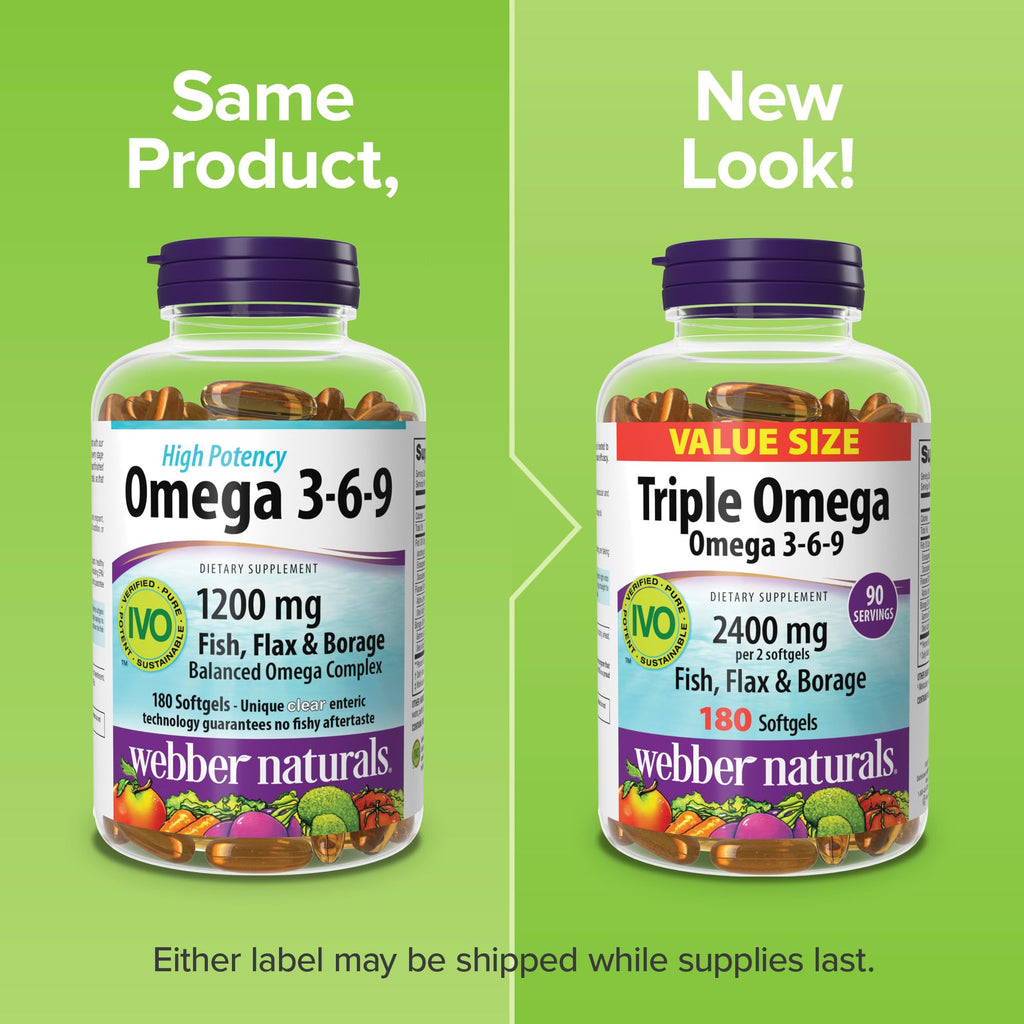 Webber Naturals Triple Omega 3 6 9 Fish Oil - 180 Softgels - image 6