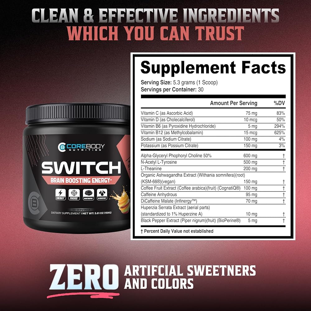 CoreBody Nutrition Switch Nootropic Powder for Memory and Focus - image 8