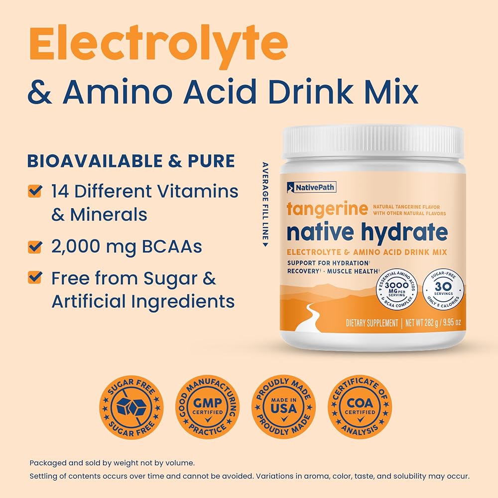 NativePath Hydrate Electrolyte Powder Tangerine - 30 Servings - image 2