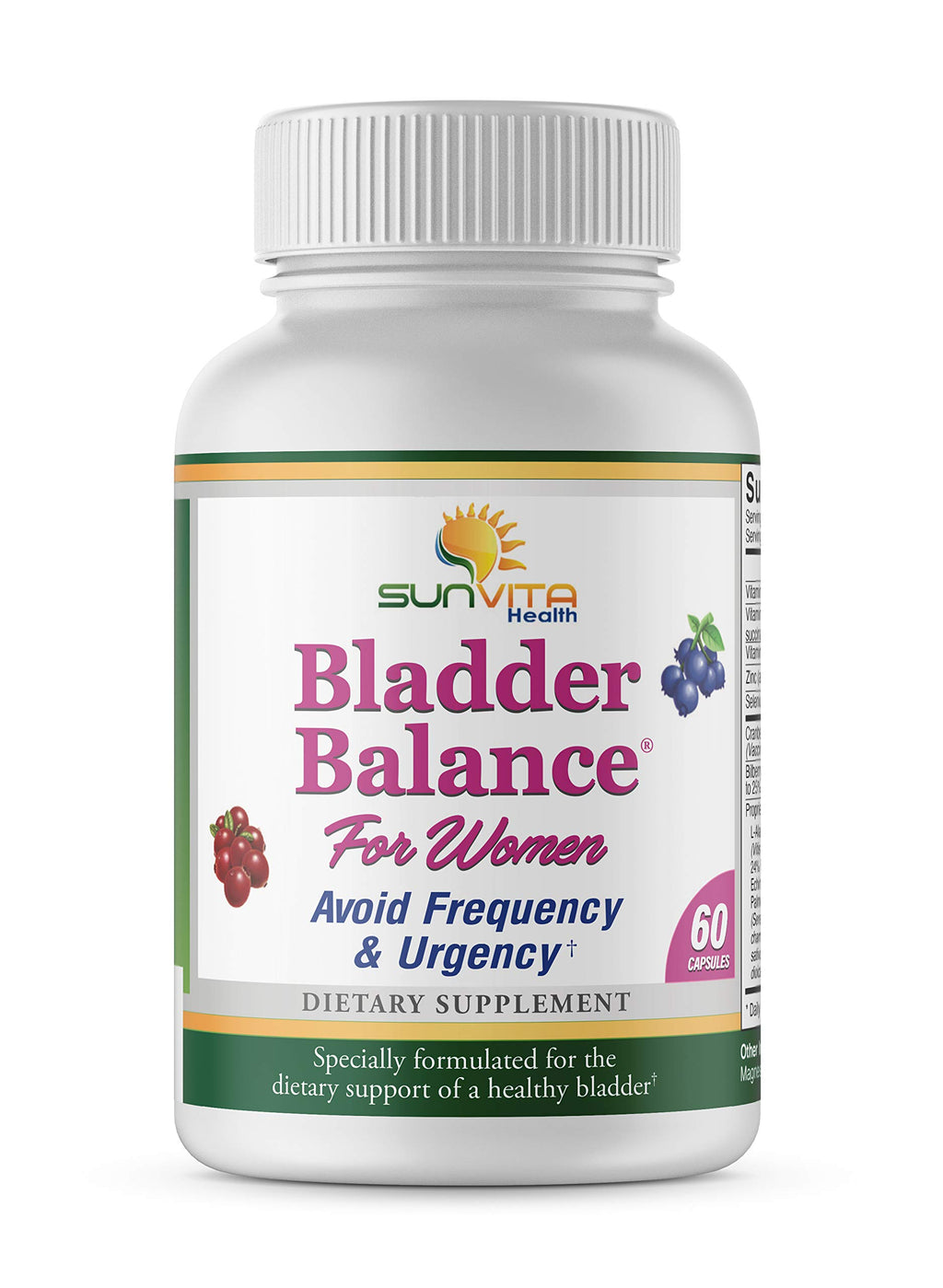 SunVita Health Bladder Balance Urinary Support for Women - 60 Capsules