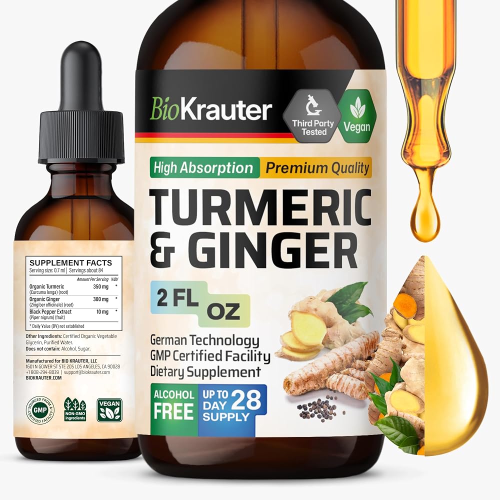 BIO KRAUTER Turmeric and Ginger Supplement Drops - 2 Fl Oz