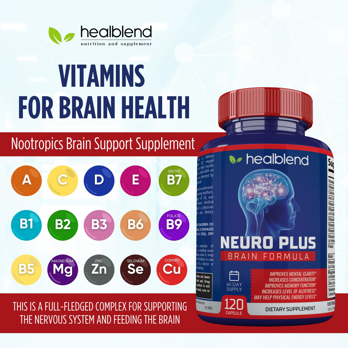 healblend Neuro Plus Brain & Focus Formula - Nootropic Brain Booster
