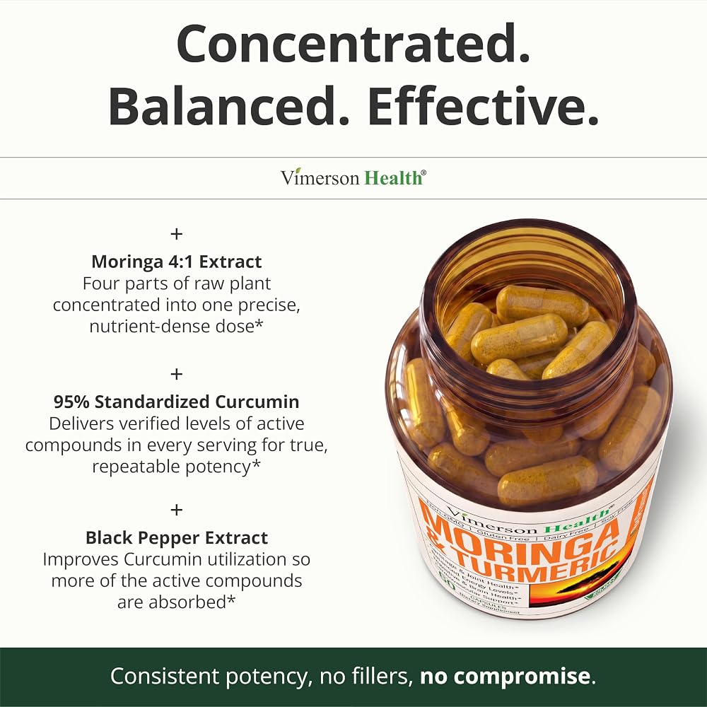 Vimerson Health Moringa Capsules 4:1 Extract with Organic Turmeric