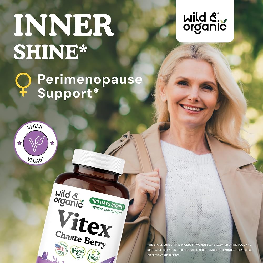 Wild & Organic Vitex Chasteberry Capsules for Menopause Support - 180 Count - image 2