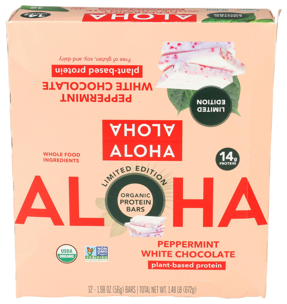 ALOHA Bar Chocolate White Peppermint - 12 Pack