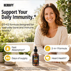 HERBIFY Vitamin D3 K2 Drops Liquid - Bone & Heart Support - 2 oz - image 2