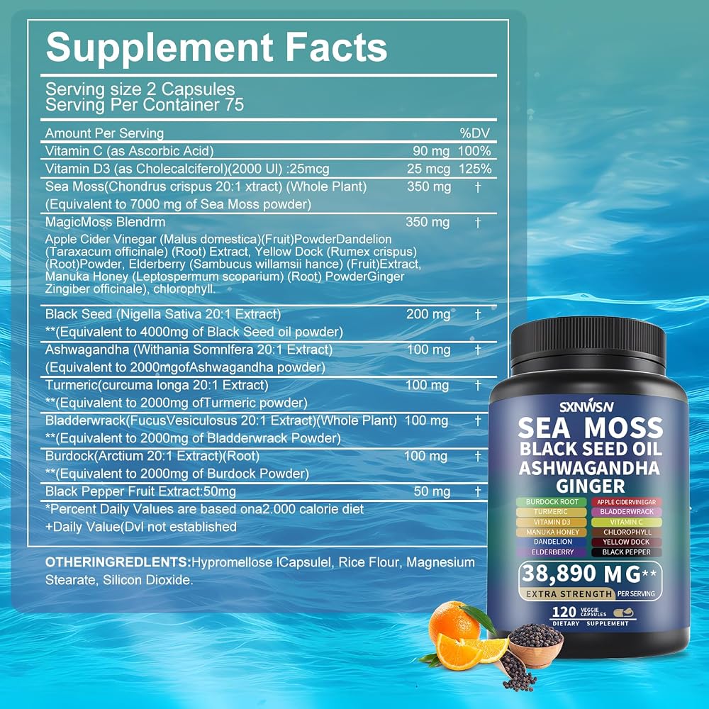 SXNWSN Sea Moss and Shilajit Herbal Supplement - 120 Capsules - image 6