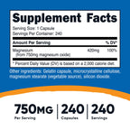 Nutricost Magnesium Oxide 750mg, 240 Capsules