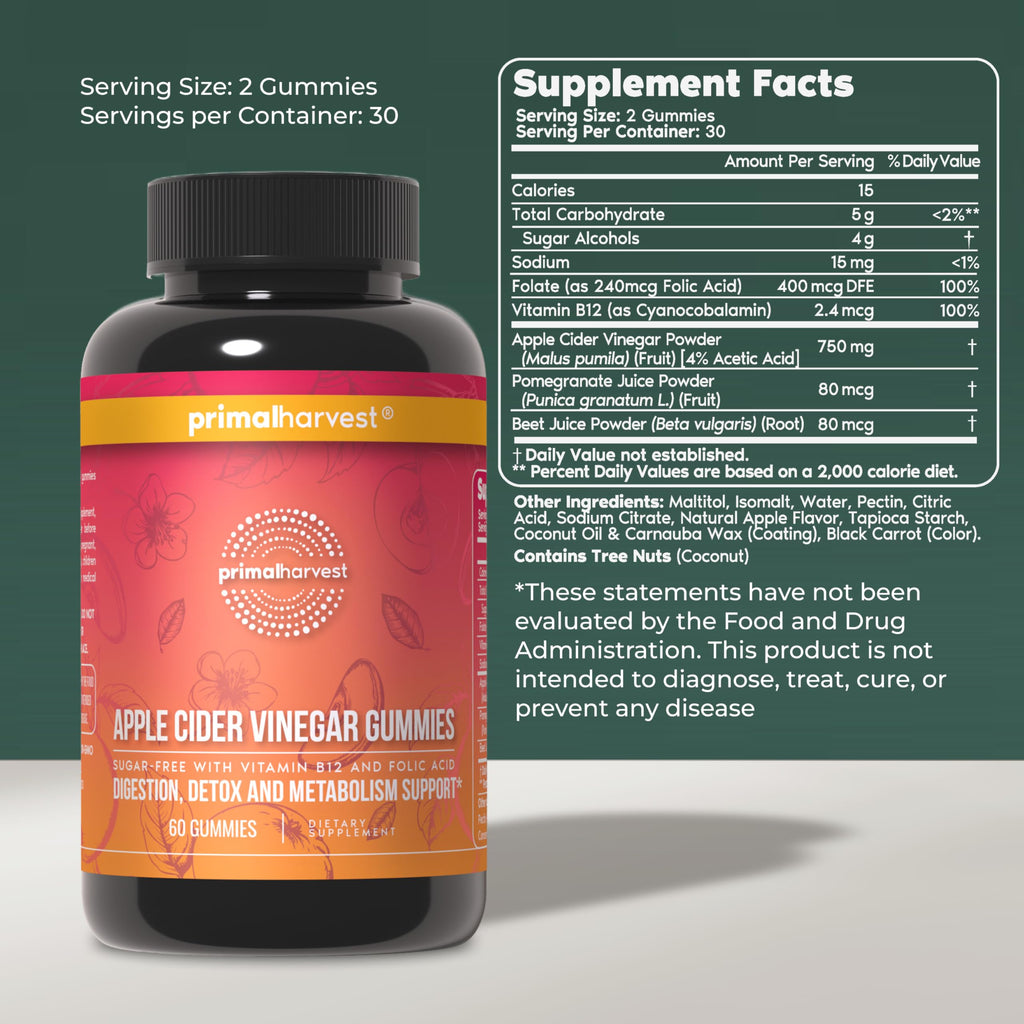 Primal Harvest ACV Gummies with Beetroot & B12 - 60 Gummies - image 2