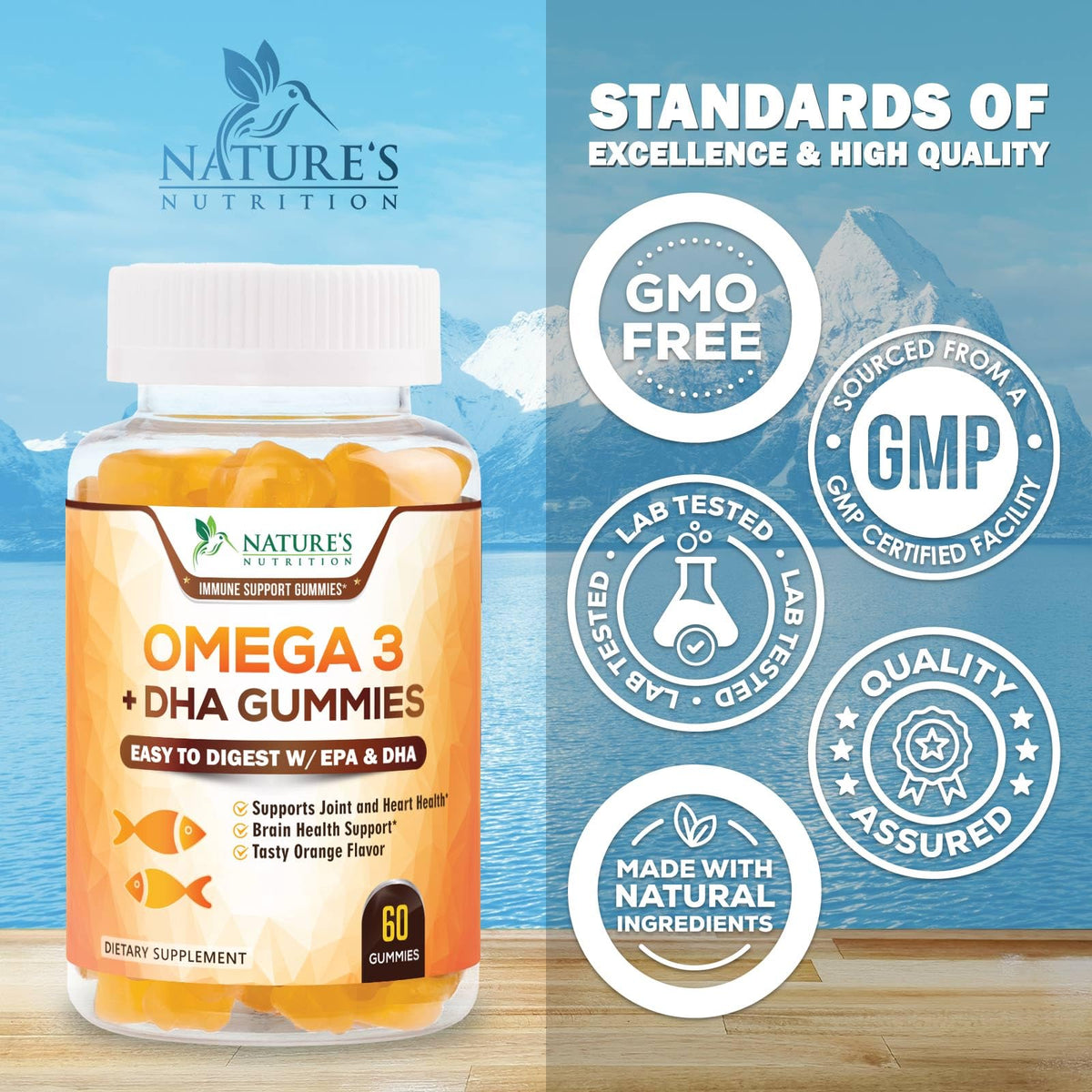 Nature's Nutrition Omega 3 Fish Oil Gummies - Extra Strength Omega-3