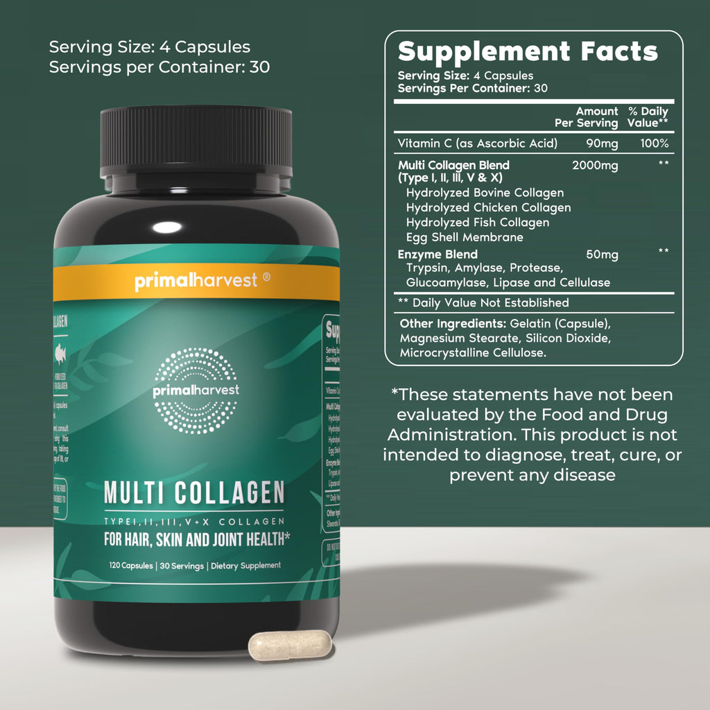 Primal Harvest Multi Collagen Daily Supplement - 120 Capsules - image 2