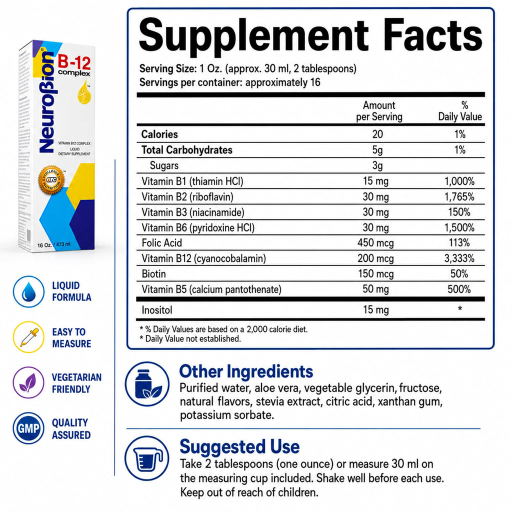 Neurobion Vitamin B12 Complex Liquid Citrus - 2 Pack (16 Oz) - image 2