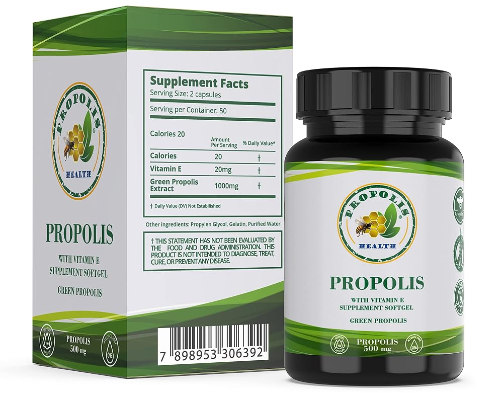 Propolis Health Propolis Capsules 1000mg with Vitamin E - 100 Capsules - image 2