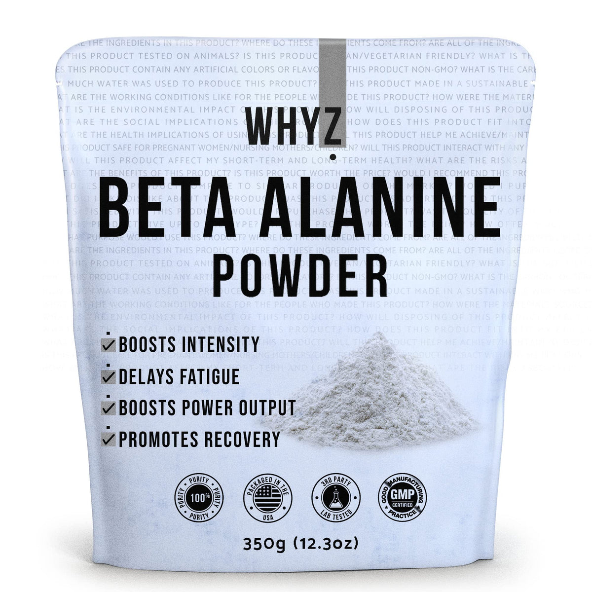 WHYZ Beta Alanine Powder Pre-Workout for Endurance - 350g