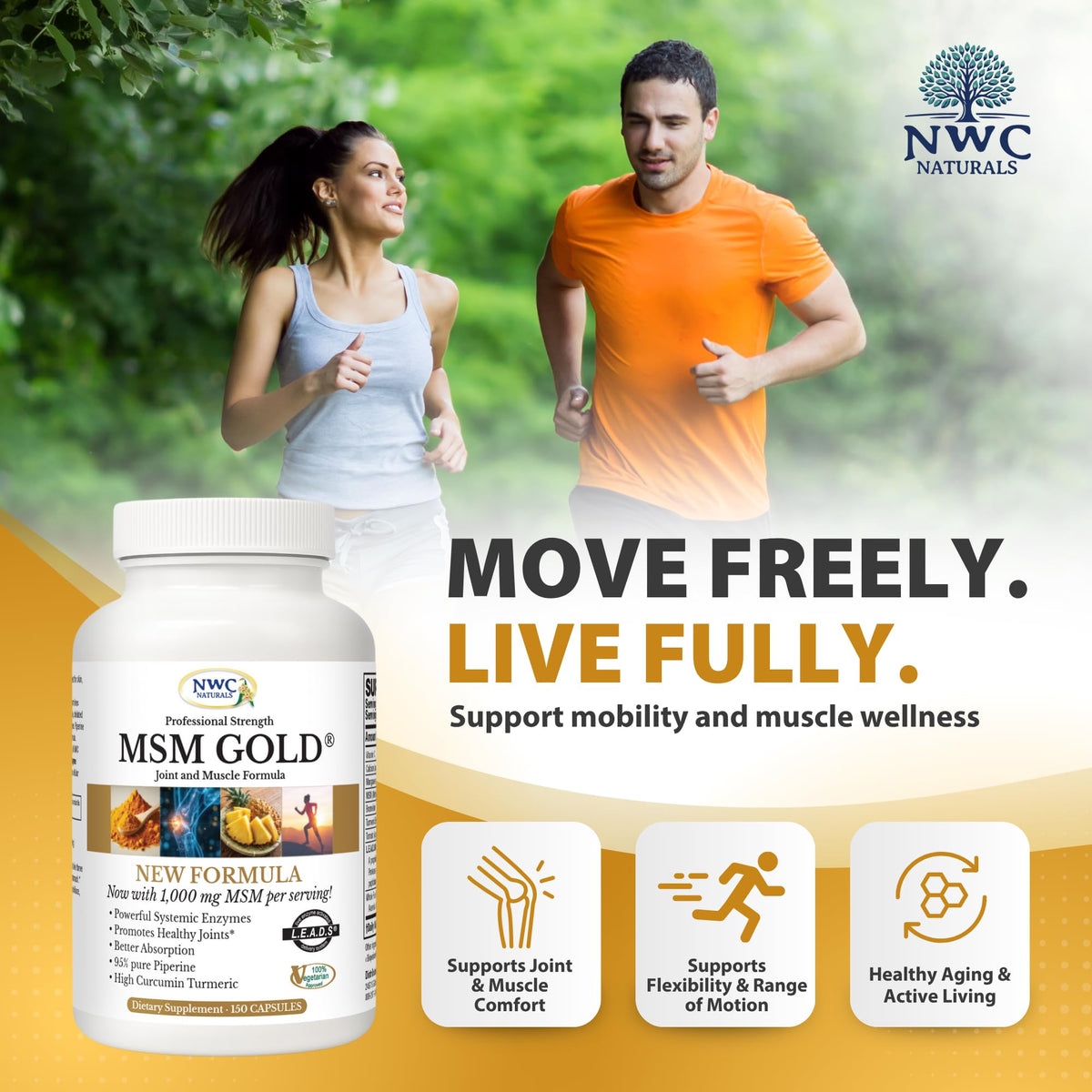 NWC Naturals MSM Gold 1000 mg Joint Support - 150 Capsules - image 2