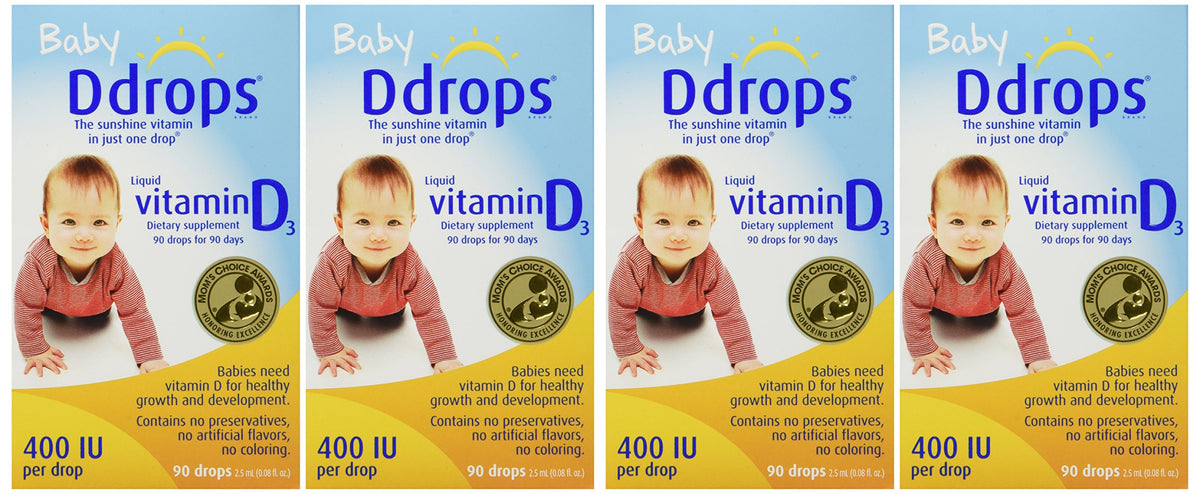 Ddrops Baby Vitamin D3 400 IU - 90 Drops (4 Pack)