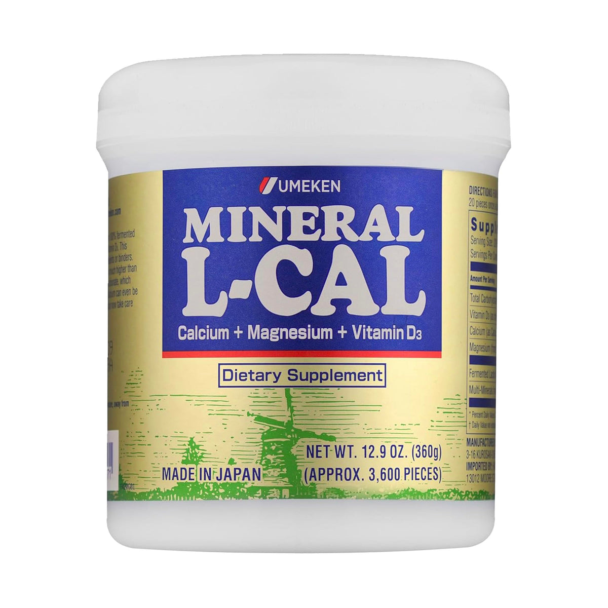 Umeken Mineral L-Cal Calcium with Vitamin D3 - 3,600 Balls