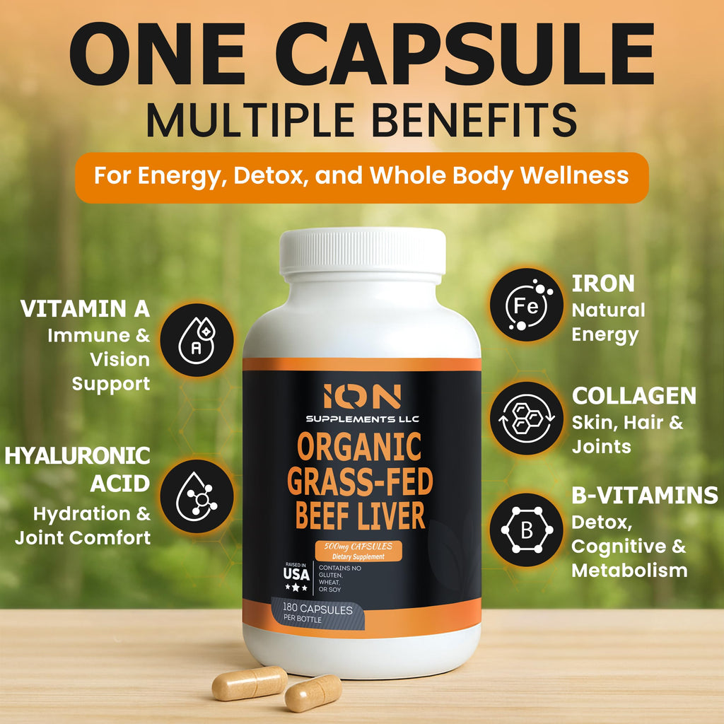 Ion Supplements Grass Fed Beef Liver Capsules - 180 Count - image 4
