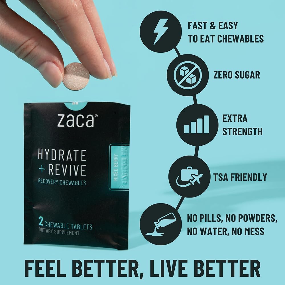 Zaca Recovery Chewable Supplement Hydrate + Revive - 12 Tablets - image 2