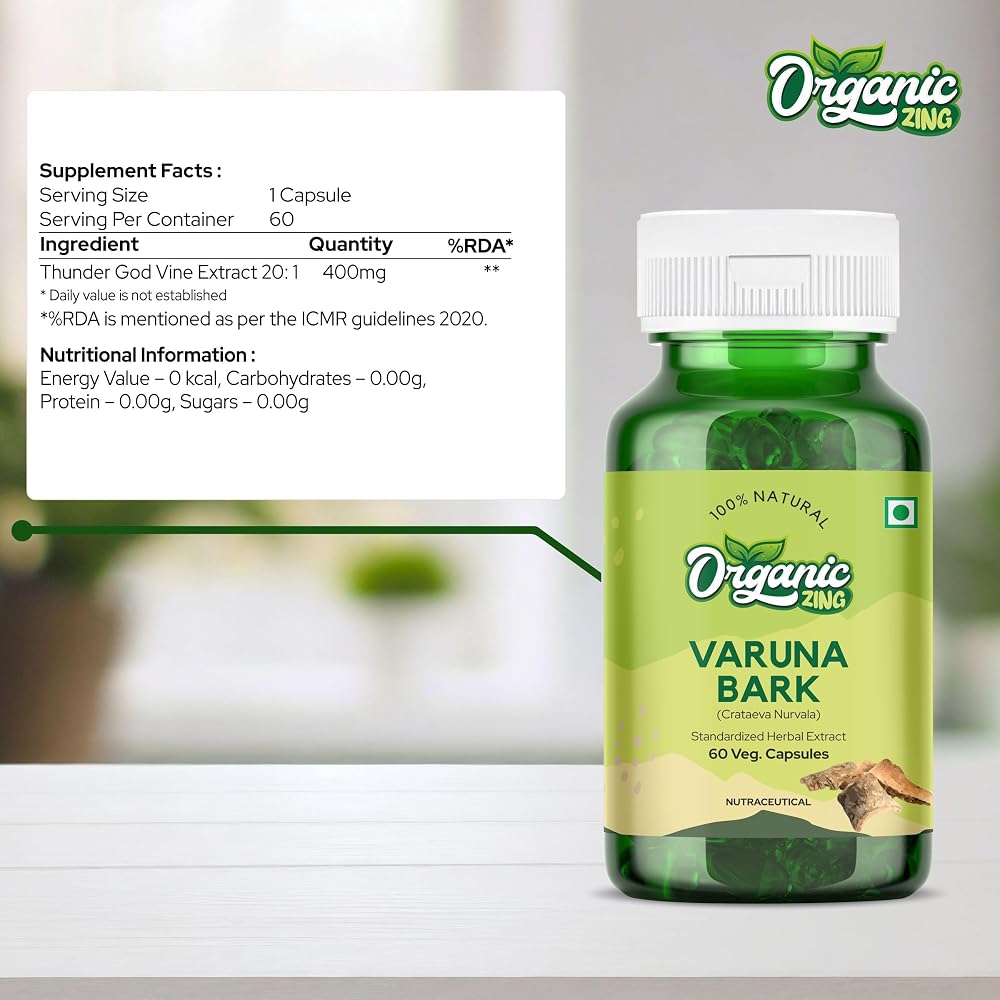 Organic Zing Varuna Bark Standardized Herbal Extract - 60 Vegetarian Capsules - image 4