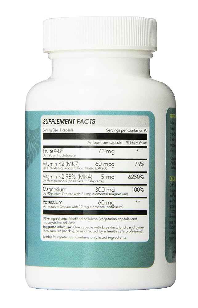 Ortho Nutrition Decalcify Vitamin K2 Magnesium Boron - 90 Vegetarian Capsules - image 4