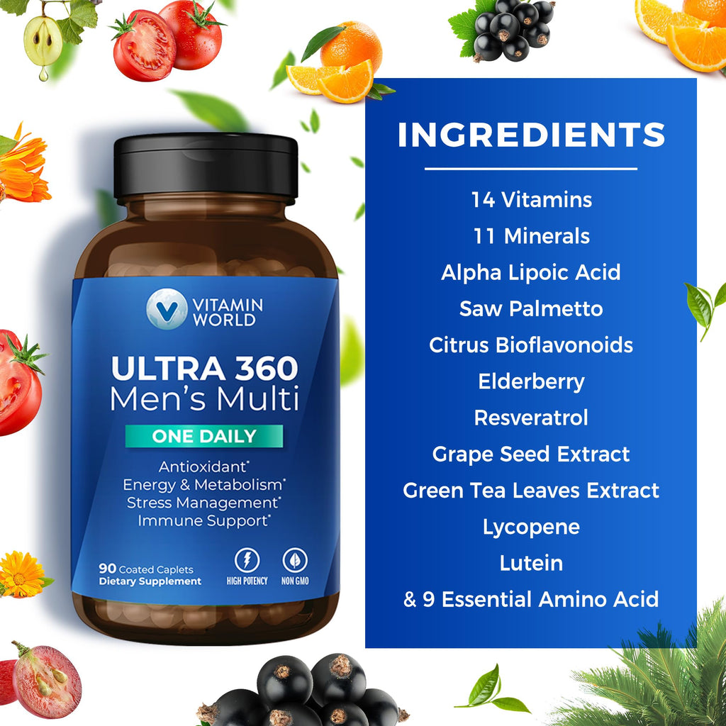 Vitamin World Ultra 360 Men's Multivitamin One Daily - 90 Caplets - image 5