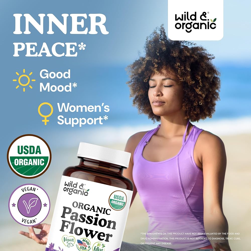 Wild & Organic Passion Flower 600 mg Capsules - 90 Count - image 2