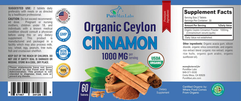 YUMMYVITE Organic Ceylon Cinnamon 1000mg - 60 Tablets - image 6