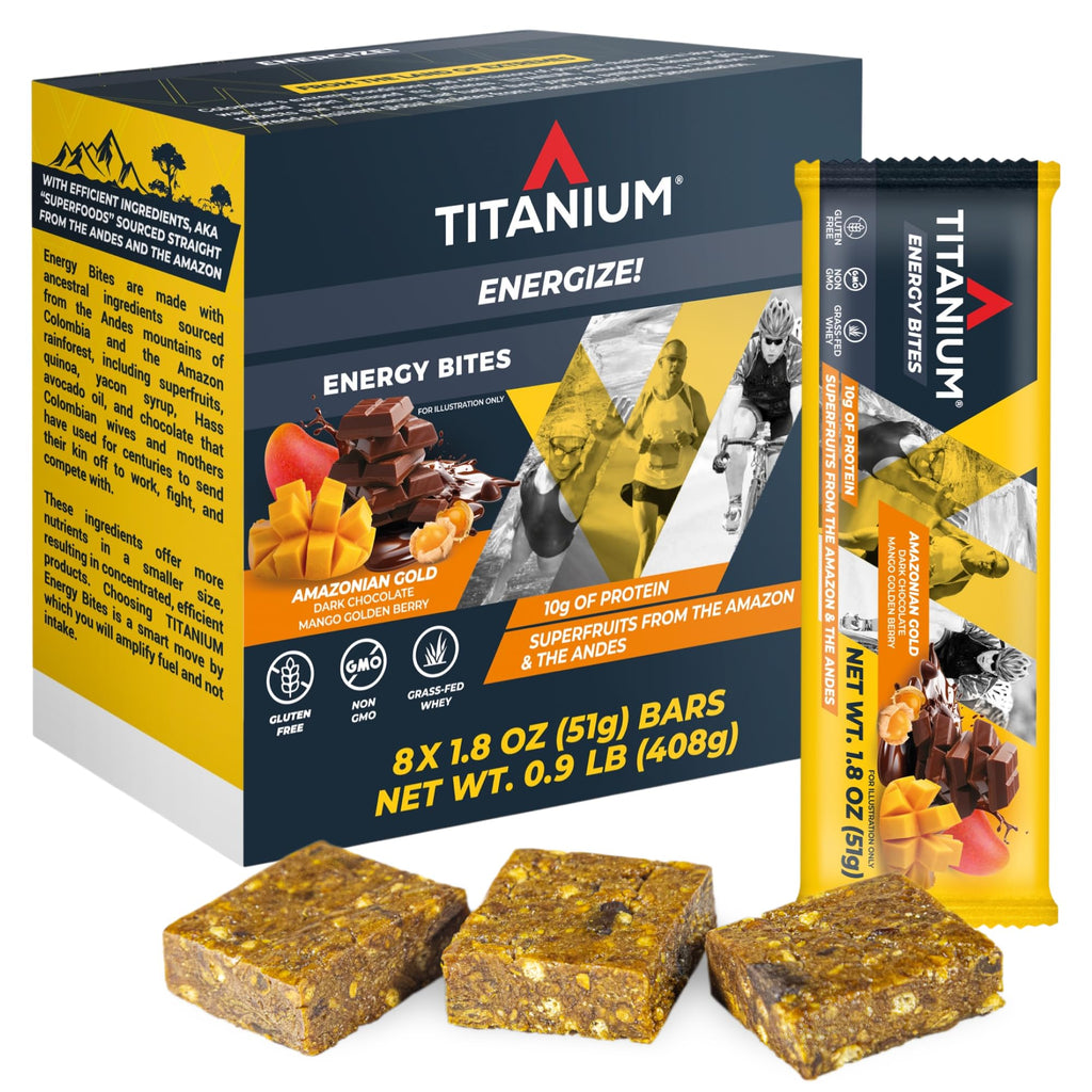 TITANIUM Protein Energy Bars Amazonian Gold - 8 Count