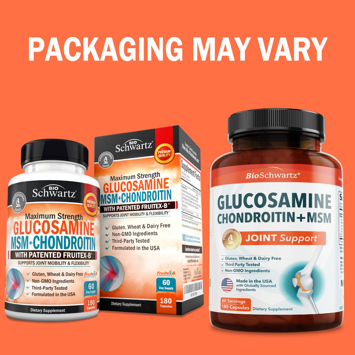 BioSchwartz Glucosamine Chondroitin MSM Joint Support - 180 Capsules - image 2