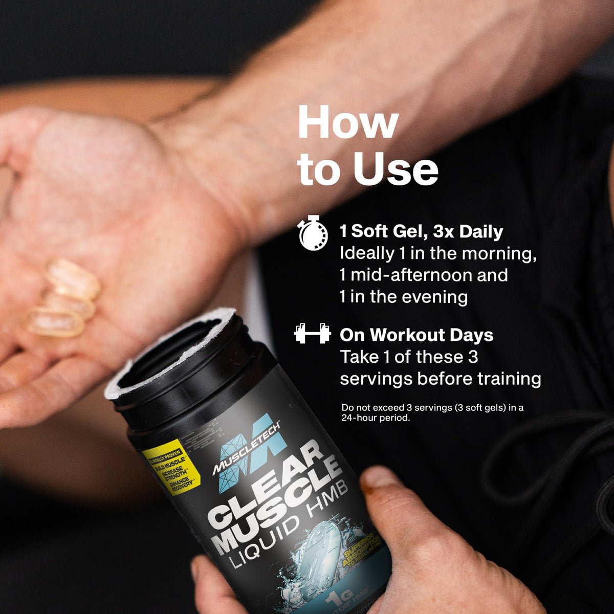 MuscleTech HMB Supplements 1000mg, Clear Muscle (Liquid Softgels)