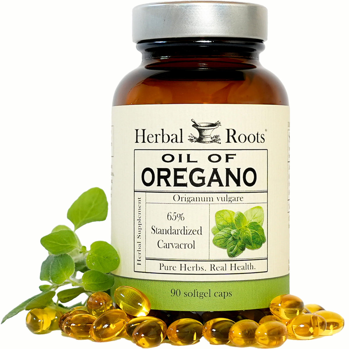 Herbal Roots Oil of Oregano Softgels 65% Carvacrol - 90 Softgels