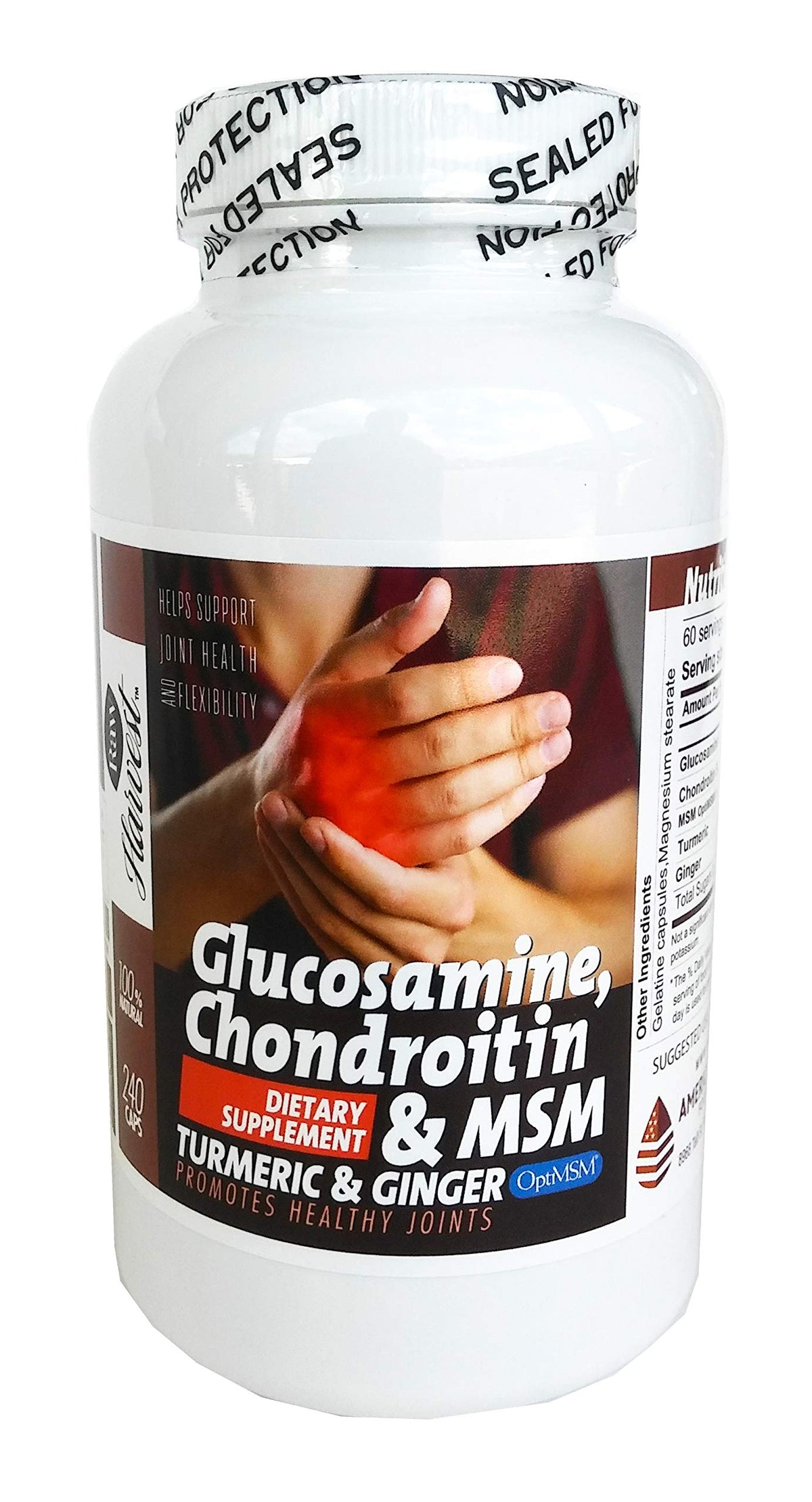 RawHarvest Glucosamine & Chondroitin with MSM, Turmeric, Ginger - 240 Capsules