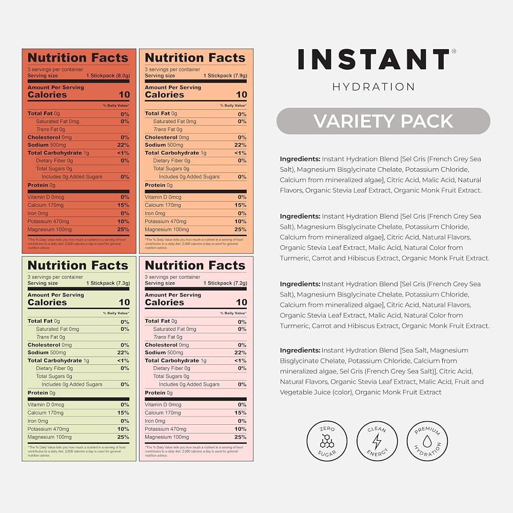 Instant Hydration Electrolytes Powder Packets Variety Pack - 12 Sticks - image 4