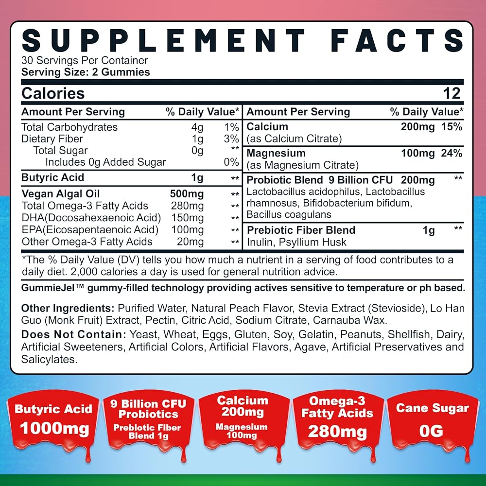 Nextdia Butyrate Gummies with Probiotic + Prebiotic + Postbiotic
