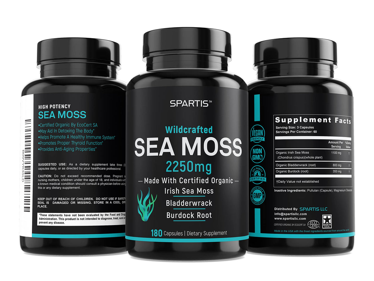 SPARTIS Certified Organic Sea Moss Capsules 2250mg - 180 Capsules - image 7