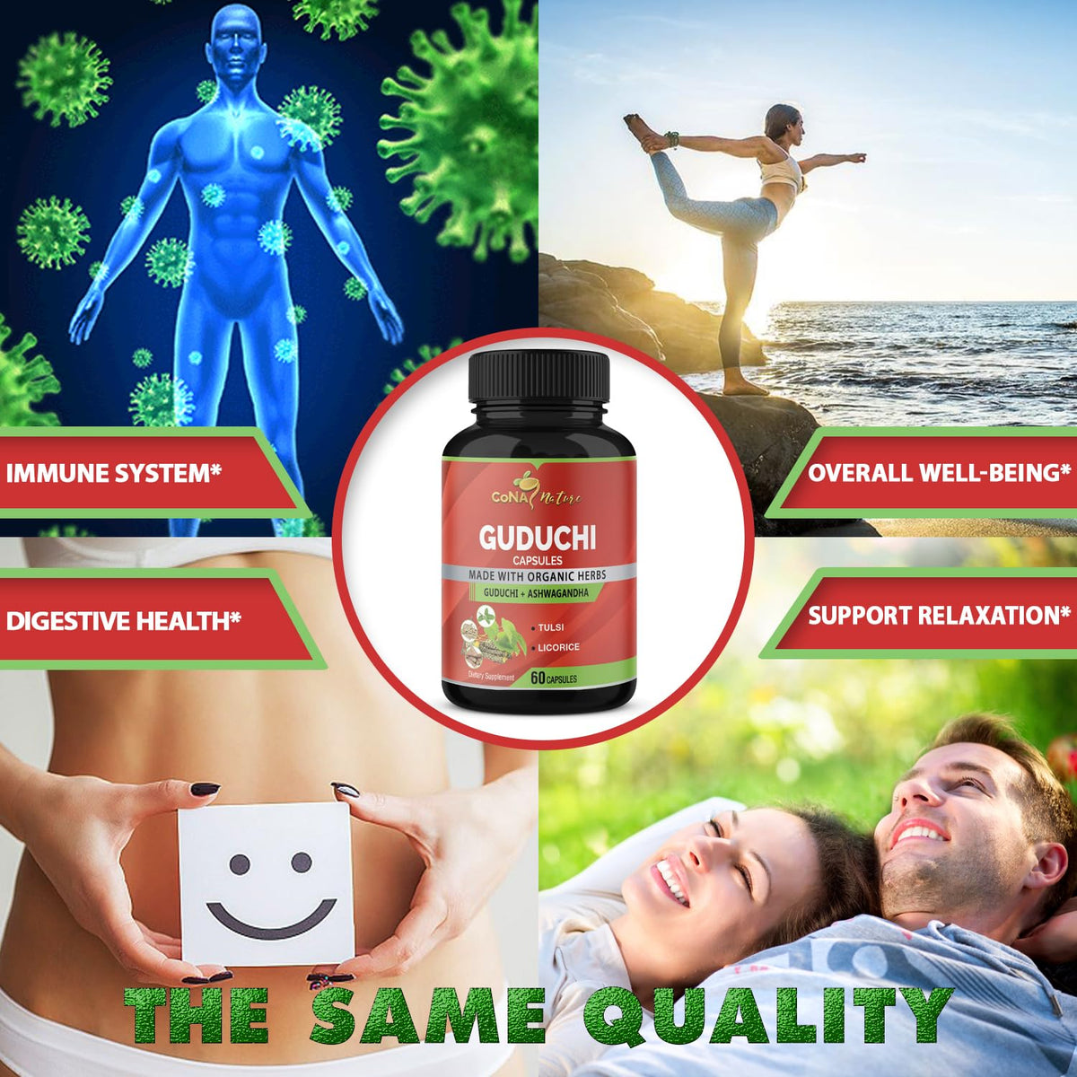Cona Nature Giloy Guduchi Extract with Ashwagandha - 60 Vegetarian Capsules - image 5