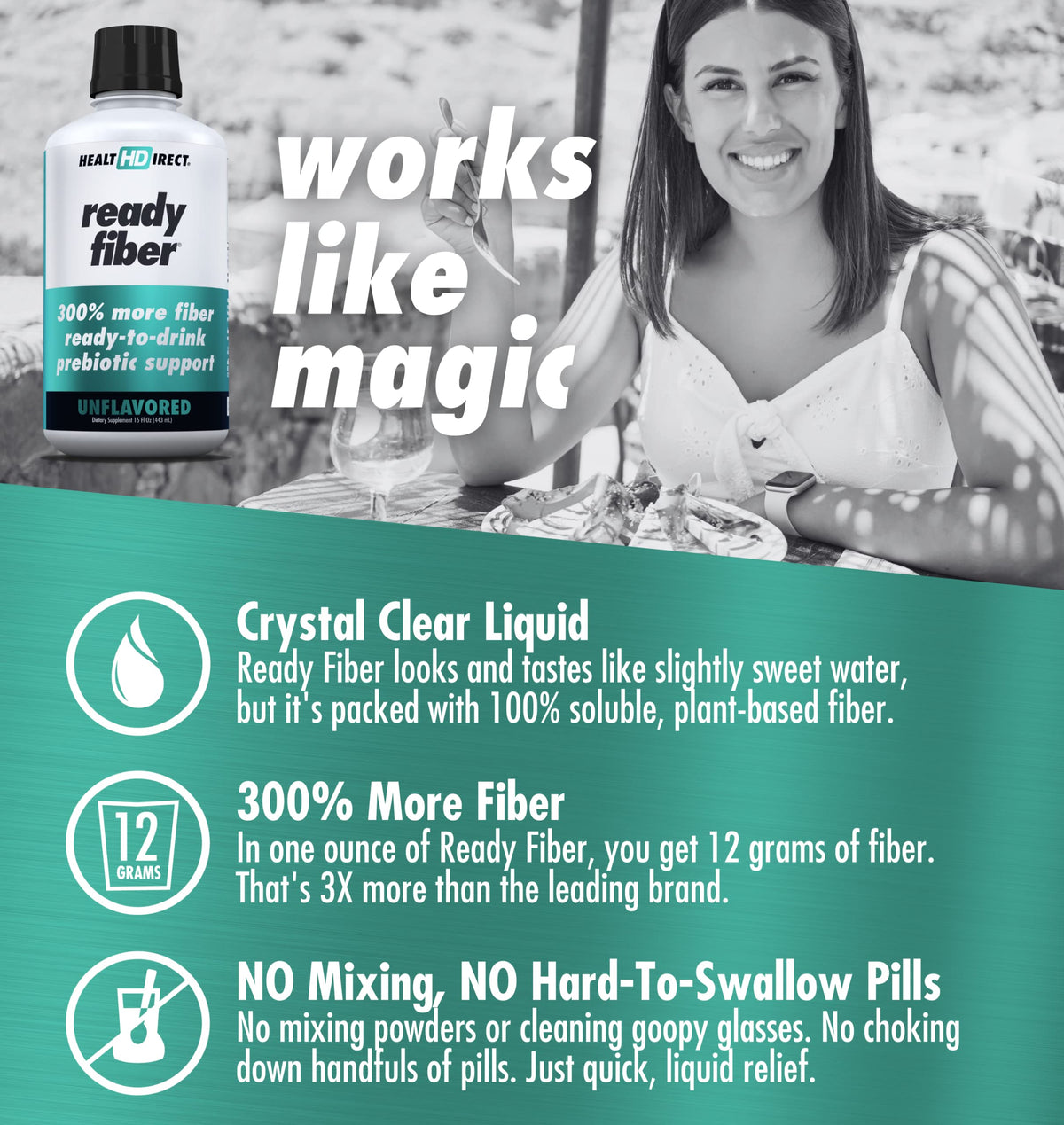 HEALTH DIRECT Ready Fiber Prebiotic Liquid Fiber - 15 Fl Oz - image 3