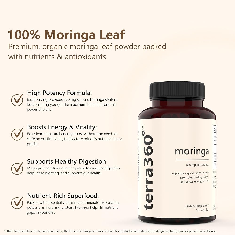 terra360° Moringa Leaf Powder 800mg - 60 Capsules - image 8