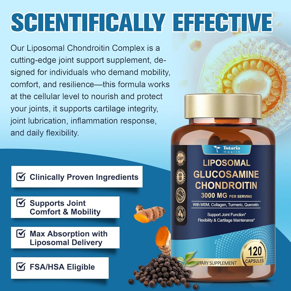 Totaria Liposomal Glucosamine Chondroitin MSM Joint Support - 120 Capsules - image 5