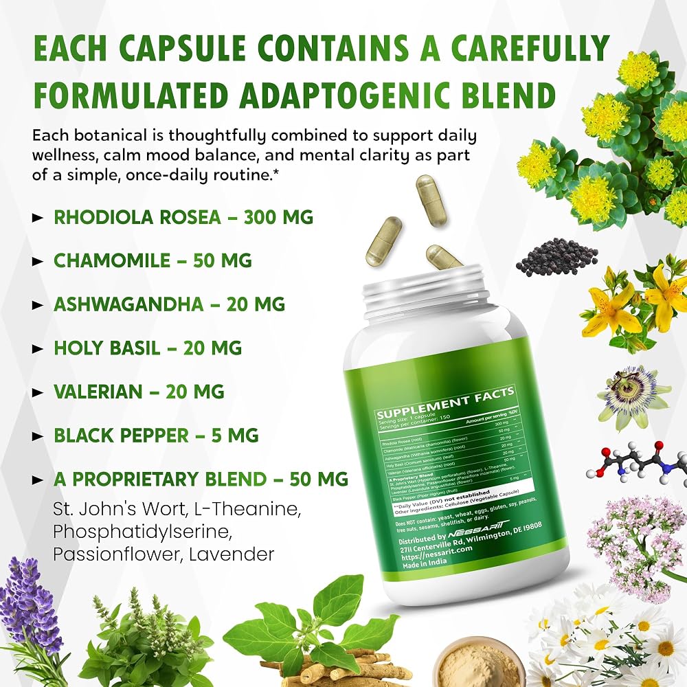 Nessarit Complete 11-in-1 Rhodiola Rosea with Chamomile - 150 Capsules - image 4