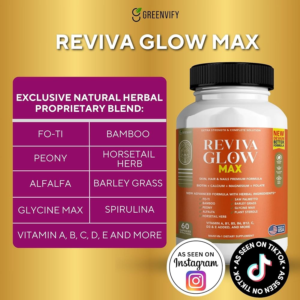 GREENVIFY Reviva Glow Max Hair, Skin & Nails Support - 120 Capsules - image 3