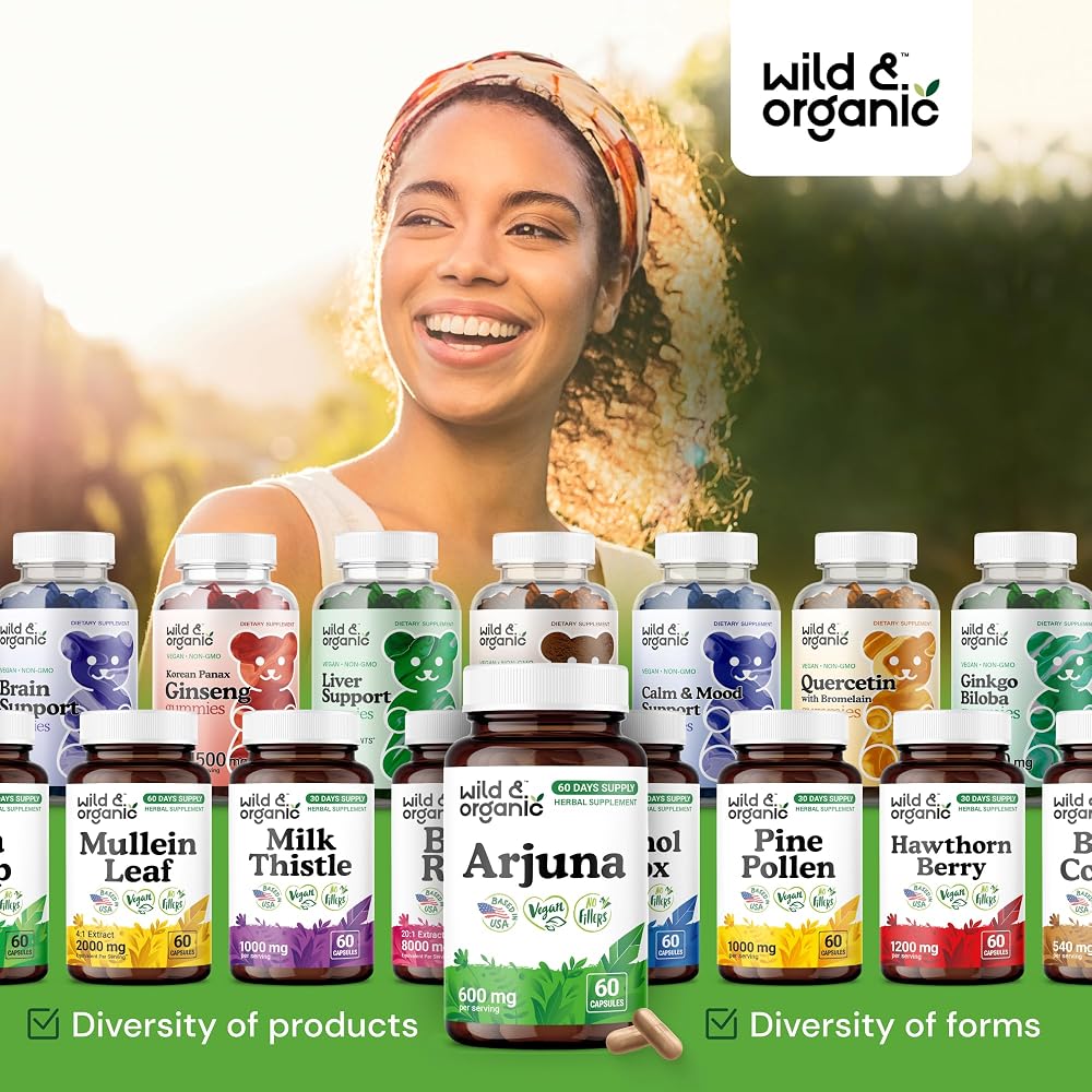 Wild & Organic Arjuna Bark Capsules - Antioxidant Support