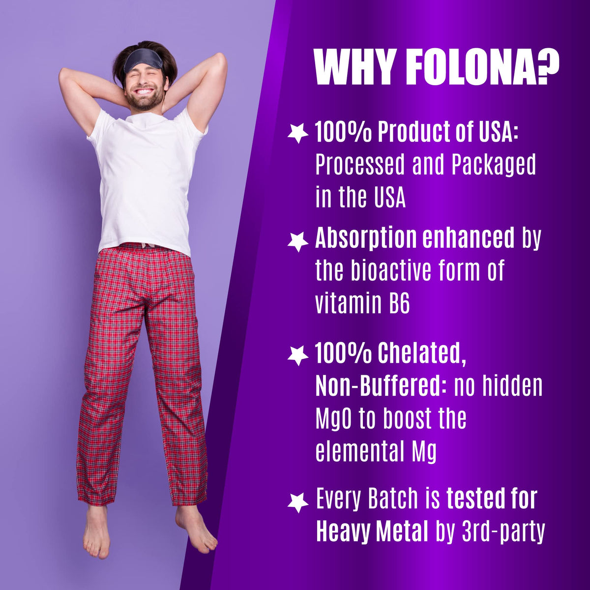 FOLONA Magnesium Glycinate with Vitamin B6 - 180 Capsules - image 7