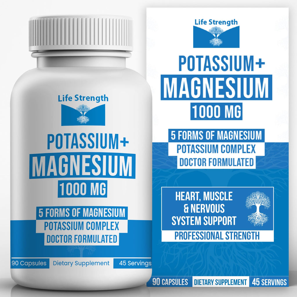 LifeStrength Potassium Magnesium Supplement 1000mg - 90 Capsules